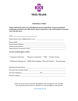 Shifa Health Referral Form