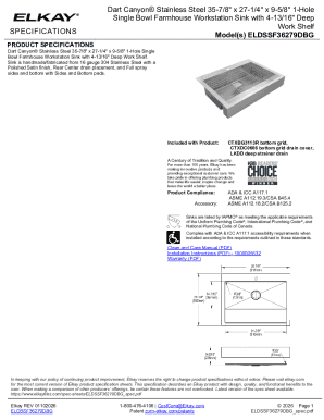 Dart Canyon Stainless Steel Farmhouse Workstation Sink Specifications