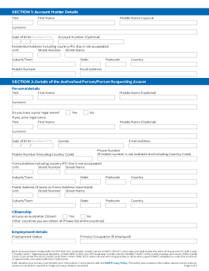 BOQ Authorised Person Request Form