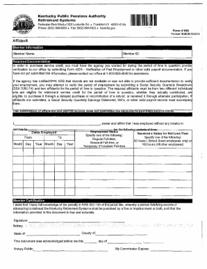 Kentucky Retirement Systems Affidavit Form 4160