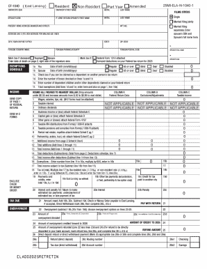 East Lansing Non-Resident Part Year Amended Tax Form 1040