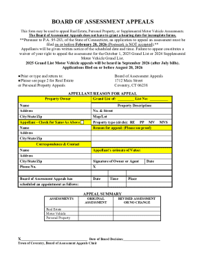 Connecticut Board of Assessment Appeals Form