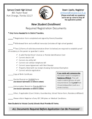 Florida New Student Enrollment Form