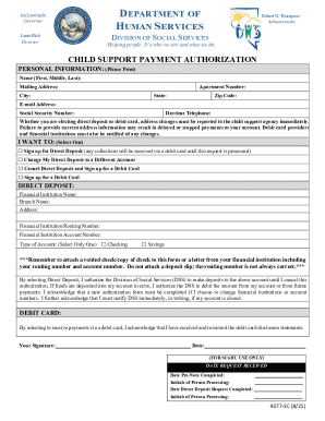Nevada Child Support Payment Authorization