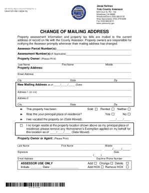 Yolo County Change of Mailing Address Form