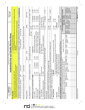 IRS Form 13614-C Intake/Interview and Quality Review Sheet