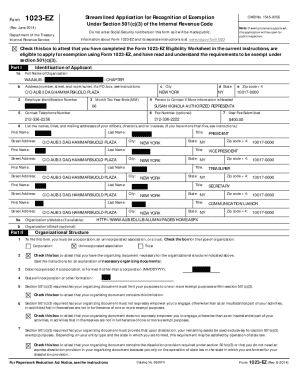 Form 1023-EZ Application for Recognition of Exemption