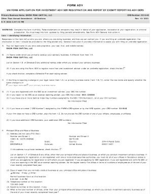 Form ADV Investment Adviser Registration