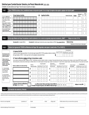 Free and Reduced Price School Meal Application 2024-2025
