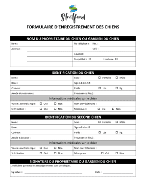 Quebec Dog Registration Form