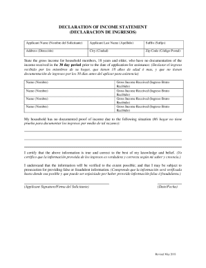 Declaration of Income Statement