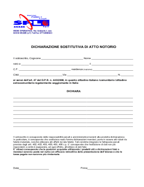 Italian Declaration of Substitution of Notarial Deed