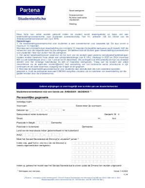 Studentenovereenkomst voor een functie