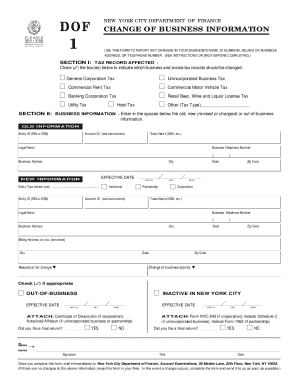 New York City Business Information Change Form