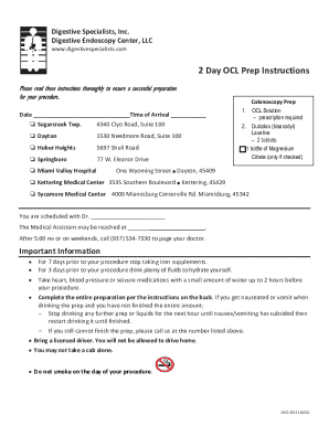 2 Day OCL Prep Instructions