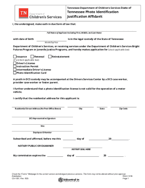 Tennessee Photo Identification Justification Affidavit