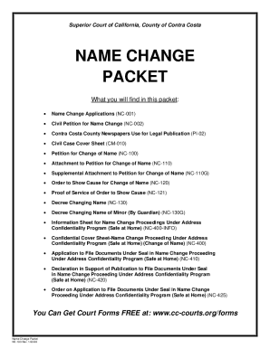 California Name Change Packet