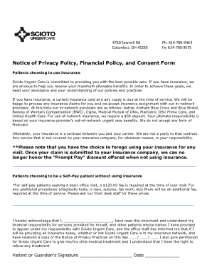 Scioto Urgent Care Financial Policy and Consent Form