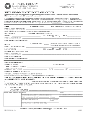 Birth and Death Certificate Application