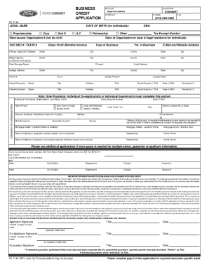 Ford Credit Business Credit Application