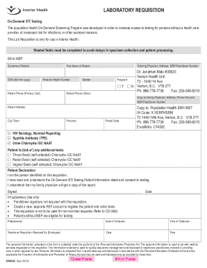 Interior Health STI Testing Requisition