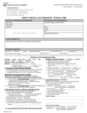Genetic Prenatal Test Requisition Form