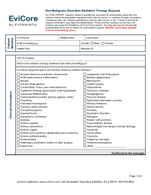 Non-Malignant Disorders Radiation Therapy Request Form