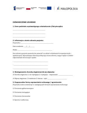 Medical Certificate for Therapeutic Activities