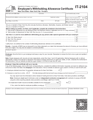 New York State Employee’s Withholding Allowance Certificate IT-2104