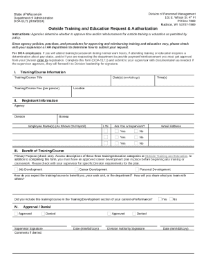 Wisconsin Outside Training and Education Request