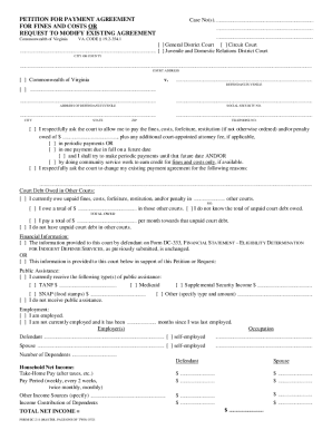 Virginia Petition for Payment Agreement