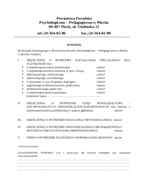 Special Education Needs Application Form