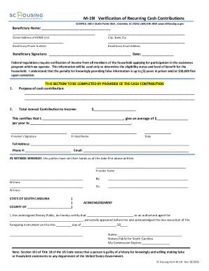 SC Housing Form M-19I