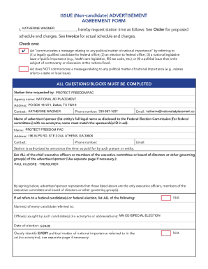 Political Broadcast Agreement Form PB-19