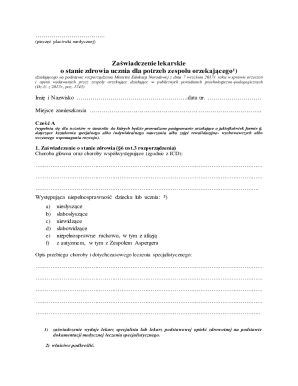 Medical Certificate for Student Health Status