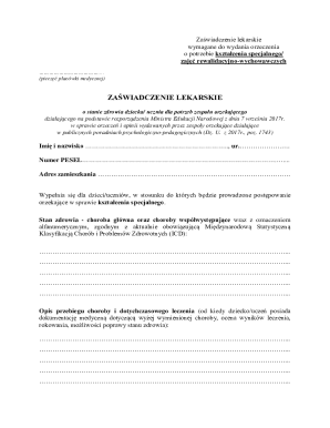 Medical Certificate for Special Education Assessment