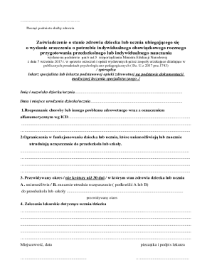 Polish Health Certificate for School
