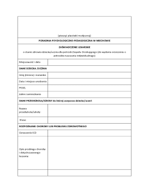 Medical Certificate for Individual Education Needs