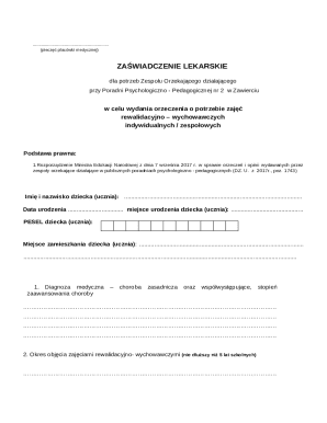 Medical Certificate for Educational Support