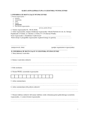 Polish Vacation Qualification Form
