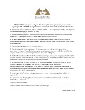 Child Health Declaration for Summer Camp