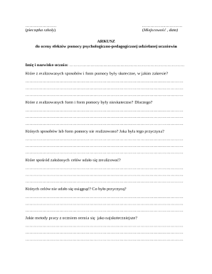Polish Student Psychological-Pedagogical Support Evaluation Form