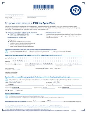 PZU Life Plus Insurance Declaration