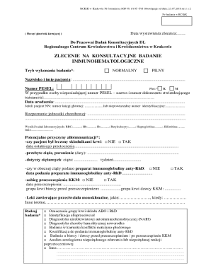 RCKiK Immunohematology Consultation Form