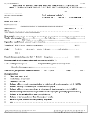 Polish Immunohematology Consultation Order Form