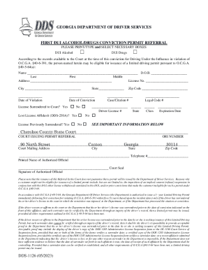 Georgia DUI Permit Referral Form