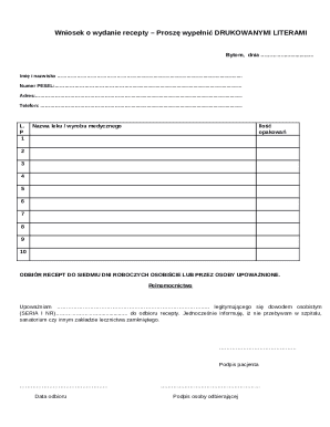 Polish Prescription Request Form