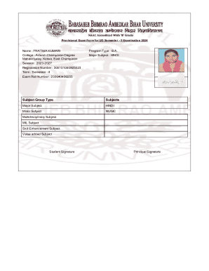 Provisional Exam Form for UG Semester II