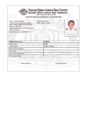 Provisional Exam Form for UG Semester II