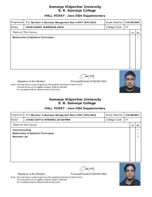 Hall Ticket - June 2024 Supplementary